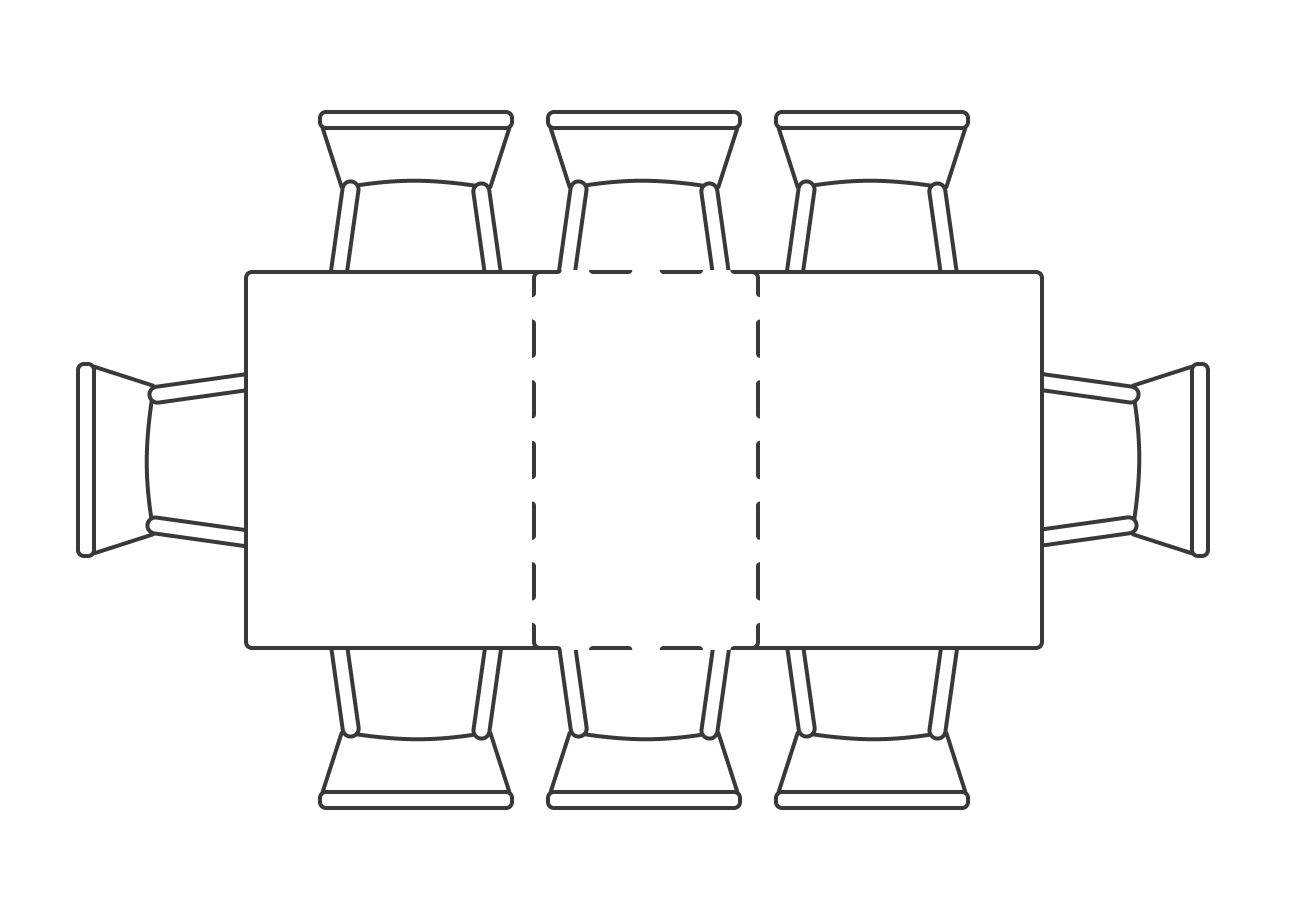 Квадратный, раскладной, 8 мест, с торцевыми